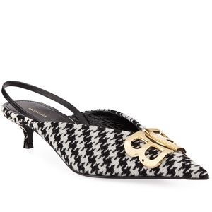 Balenciaga BB Knife Houndstooth Slingback Pumps